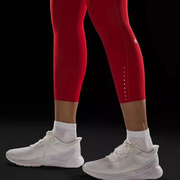 Lululemon - Fast and Free HR Crop 23" with Pockets Dark Red Size 6 - Picture 3 of 6